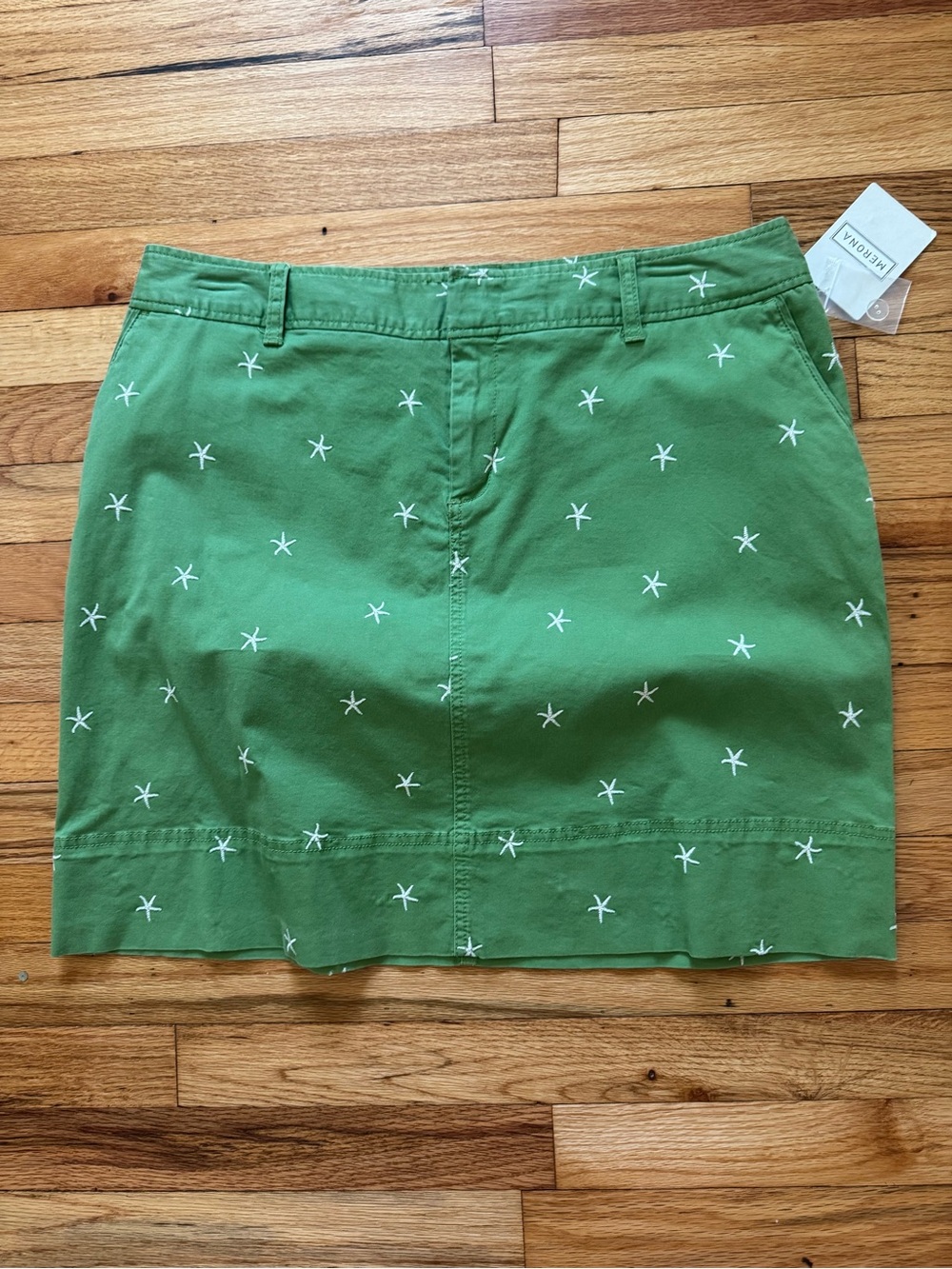 Merona Green Embroidered Starfish Cotton Skirt